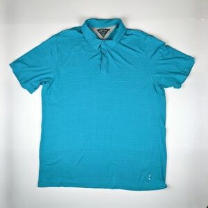 Adidas adiPure Golf Polo Mens XL Blue Teal Dotted Stretch Performance Shirt
